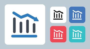 icono de disminución - ilustración vectorial . análisis, gráfico, disminución, diagrama, pérdida, análisis, disminución, informe, línea, contorno, plano, iconos. vector