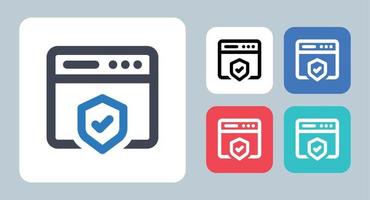 Website Protection icon - vector illustration . Web, Website, Protection, Webpage, Browser, Protect, Safe, Shield, line, outline, flat, icons .