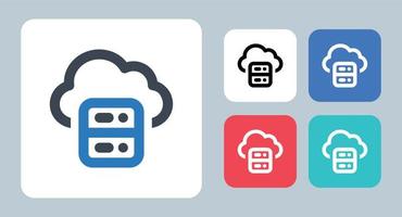 icono del servidor en la nube - ilustración vectorial . nube, alojamiento, almacenamiento, base de datos, servidor, datos, copia de seguridad, informática, red, línea, contorno, plano, iconos. vector