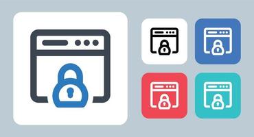 Browser Security icon - vector illustration . Web, Browser, Security, Lock, Privacy, Private, Website, Window, webpage, Page, Internet, site, line, outline, flat, icons .