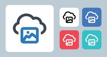 Cloud Gallery icon - vector illustration . Cloud, Image, Picture, Photo, Storage, Save, Upload, Gallery, line, outline, flat, icons .