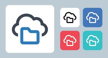 Cloud Folder icon - vector illustration . Cloud, Data, Storage, Folder, Files, Documents, Share, Sharing, save, line, outline, flat, icons .