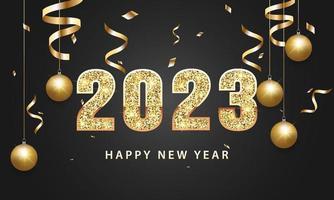 Diseño de fondo de feliz año nuevo 2023. tarjeta de felicitación, pancarta, póster. ilustración vectorial