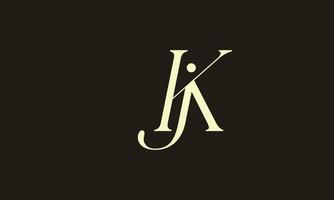 Alphabet letters Initials monogram logo JK, KJ, J and K vector