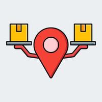Illustration of location icon showing packages vector