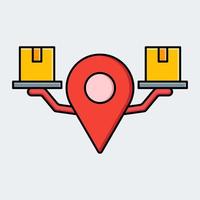 Illustration of location icon showing packages vector