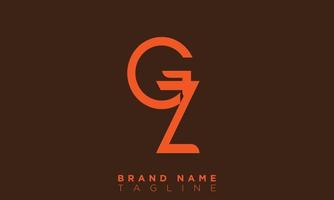 alfabeto letras iniciales monograma logo gz, zg, g y z vector