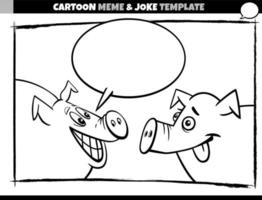 plantilla de meme de dibujos animados con burbujas de discurso y cerdos cómicos vector