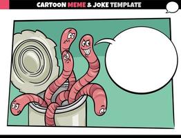 cartoon meme template with speech bubble and can of worms vector