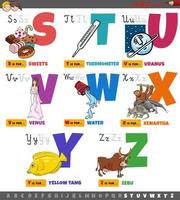 letras del alfabeto de dibujos animados educativos para niños de la sa la z vector