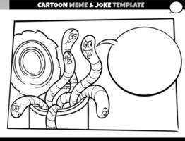 black and white cartoon meme template with can of worms vector