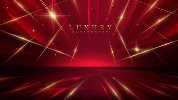 Luxury background with golden line decoration and light rays effects element with bokeh. Award ceremony design concept. vector