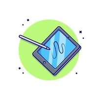 ilustración de icono de vector de dibujos animados de lápiz de tableta y lápiz óptico. concepto de icono de objeto de tecnología vector premium aislado. estilo de dibujos animados plana