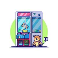 Claw Machine with Cute Teddy Bear Cartoon Vector Icon  Illustration. Technology Object Icon Concept Isolated  Premium Vector. Flat Cartoon Style