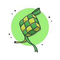 Ketupat Food Cartoon Vector Icon Illustration. Religion Food  Icon Concept Isolated Premium Vector. Flat Cartoon Style