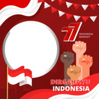modèle de cadre photo de l'anniversaire de la république d'indonésie