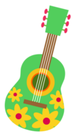 guitare acoustique, fleurs colorées, fichier png