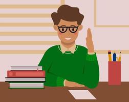 Pupil Or School Boy Concept. Back To School Vector Illustration In Flat Style