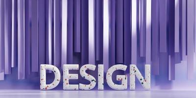 Design Text placed on abstract purple studio background, 3d rendering photo