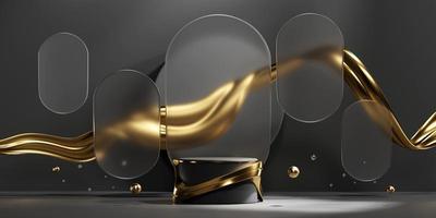 3D rendering abstract gold platform podium product presentation backdrop photo
