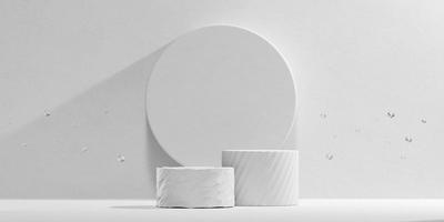 Abstract Minimal Modern White Podium Platform For Product Display Showcase 3D Rendering photo