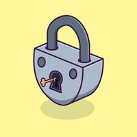 padlock and key cartoon icon illustration isolated object vector