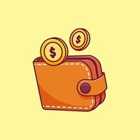 Wallet and money cartoon icon Illustration isolated object vector