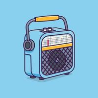 Retro portable radio cartoon icon illustration isolated object vector