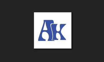 Alphabet letters Initials monogram logo AK, KA, A and K vector