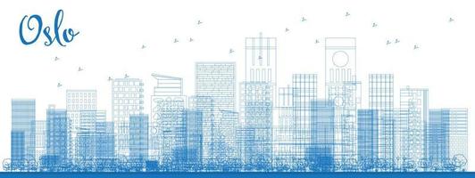 Outline Oslo Skyline with Blue Buildings. vector