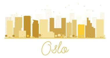 silueta dorada del horizonte de la ciudad de oslo. vector
