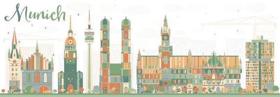 Abstract Munich Skyline with Color Buildings. vector