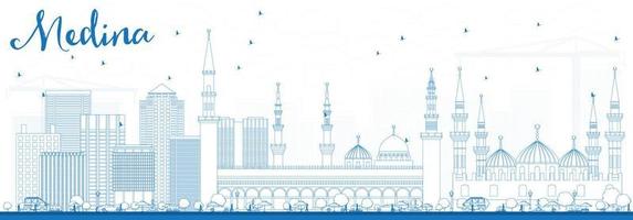 Outline Medina Skyline with Blue Buildings. vector