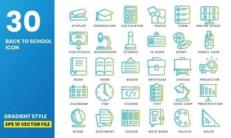 30 Back to School Icon set with gradient style vector