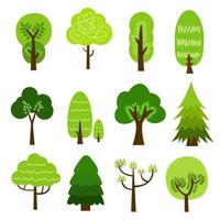 Collection of trees. tree set isolated on white background. vector illustration.