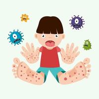 concepto de enfermedad boca-pie-mano. enterovirus infantil infectado. ilustración vectorial vector