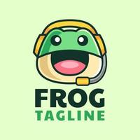 Frog Headset Cartoon Logo Design vector