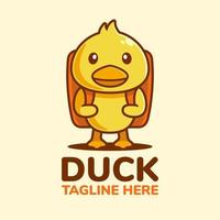 Duck Backpack Cartoon Logo Design vector