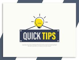 Quick tips label innovation design template, helpful tips, quick tricks banner vector