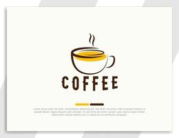 Flat iconic coffee drink logo with mug design template vector