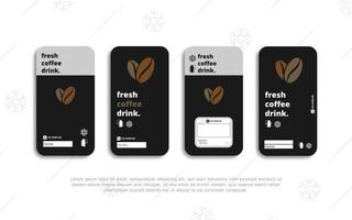 conjunto de concepto de diseño de etiqueta de botella minimalista para producto de café vector