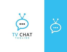 plantilla de logotipo de programa de entrevistas, concepto de icono de tv y chat vector