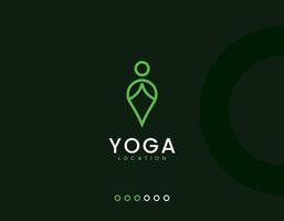 plantilla de logotipo de localizador de yoga, ubicación y concepto de hombre de yoga vector