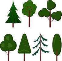 colección de árboles. conjunto de árboles aislado sobre fondo blanco. ilustración vectorial de dibujos animados. vector