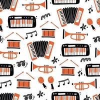 seamless pattern of musical instrument vector