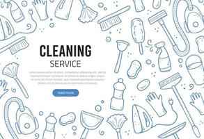 Hand drawn design template of cleaning equipments vector