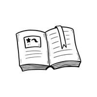 Hand drawn open book with bookmark vector