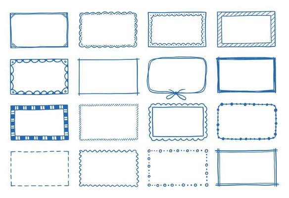 Hand drawn set of rectangle frame.