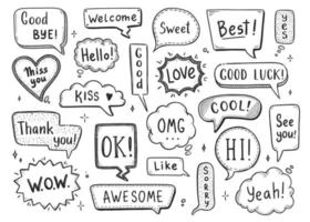 Comic speech bubble set with dialog word vector