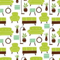 Seamless pattern of living room furniture vector